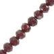 Faceted glass rondelle beads 6x4mm Wine red pearl shine coating